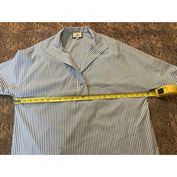 Tuckernuck Willow Tunic Blue White Stripe Oversized Poplin Half Placket Preppy S - Picture 5 of 6